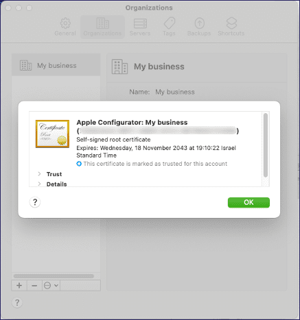 Apple configurator supervision identity details