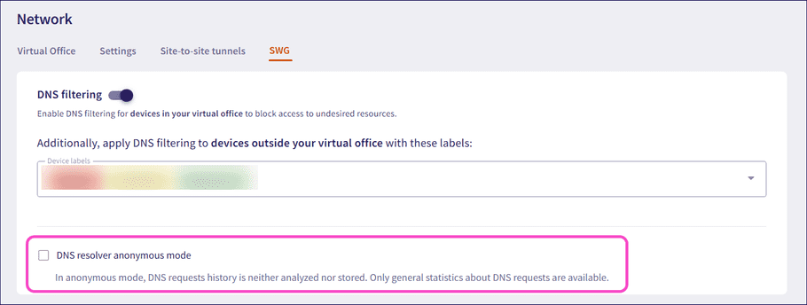 DNS resolver anonymous mode