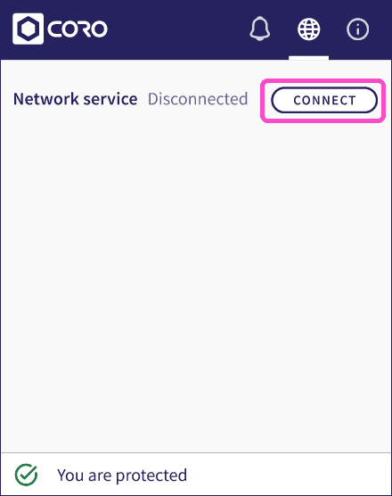 VPN disconnected with option to connect