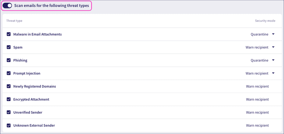 Enable real-time email scans