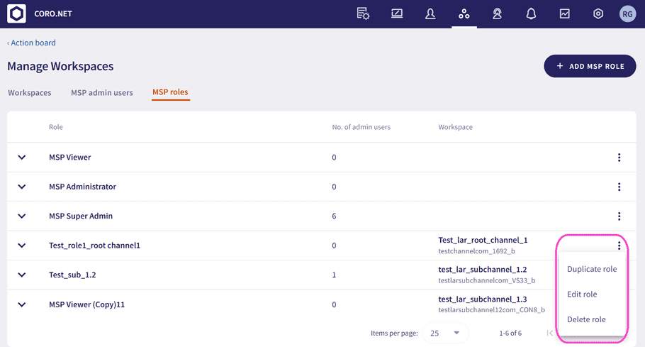 MSP roles manage