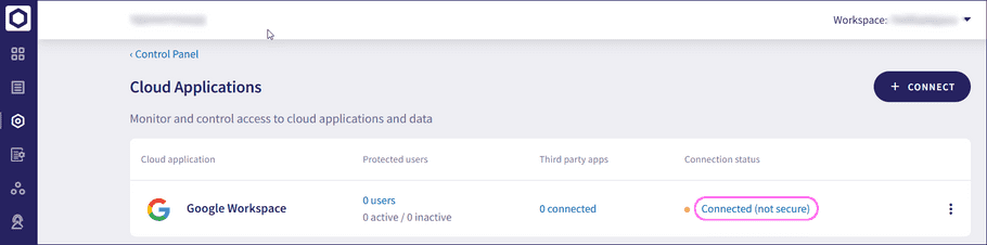 Cloud Application connection status