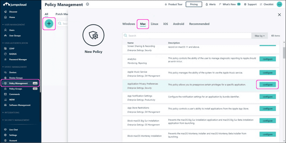 Setting Application Privacy Preferences