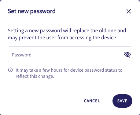 Set new password dialog