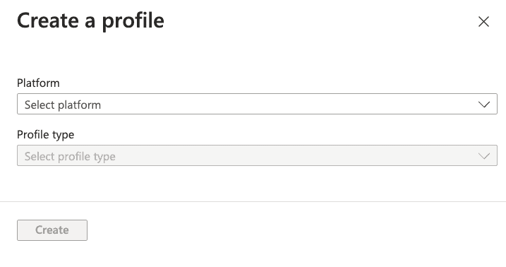 Create a profile dialog