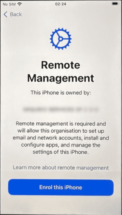 Enrolling an iPhone for remote management