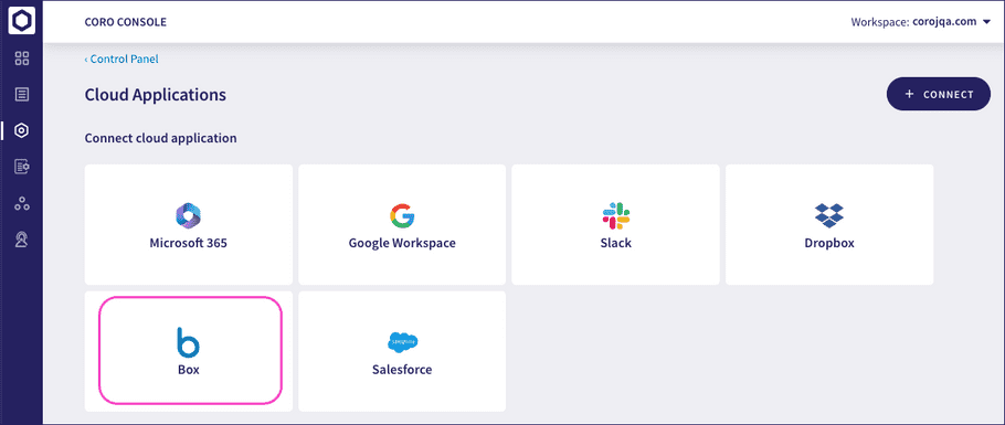 Cloud apps screen