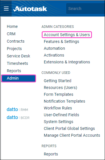 Account Settings & Users