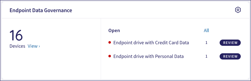 Endpoint Data Governance panel