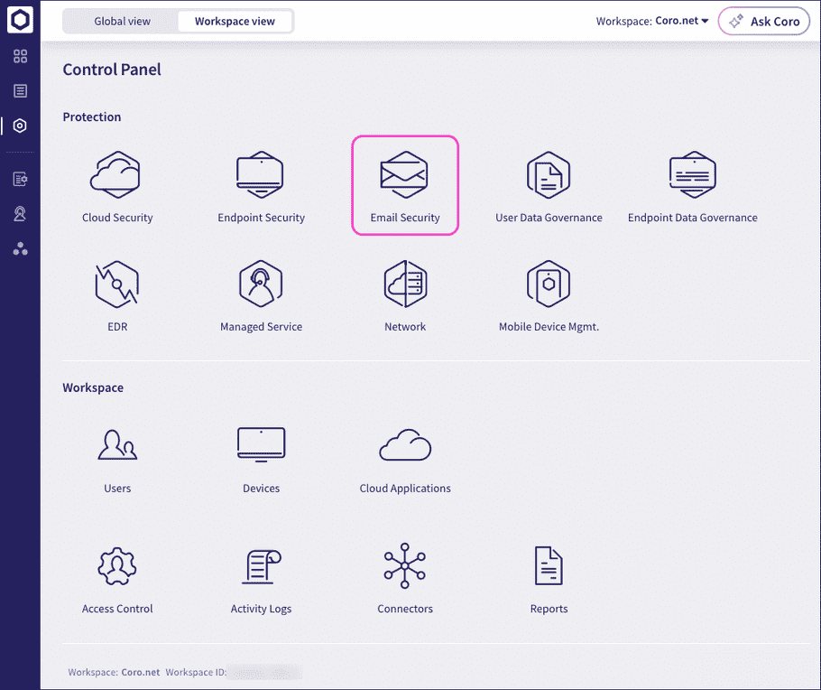 Control Panel Email Security icon