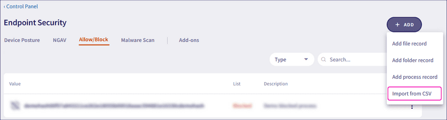 Import from CSV