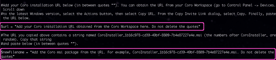 Standard deployment script variables