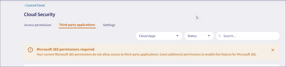 Third-party applications banner