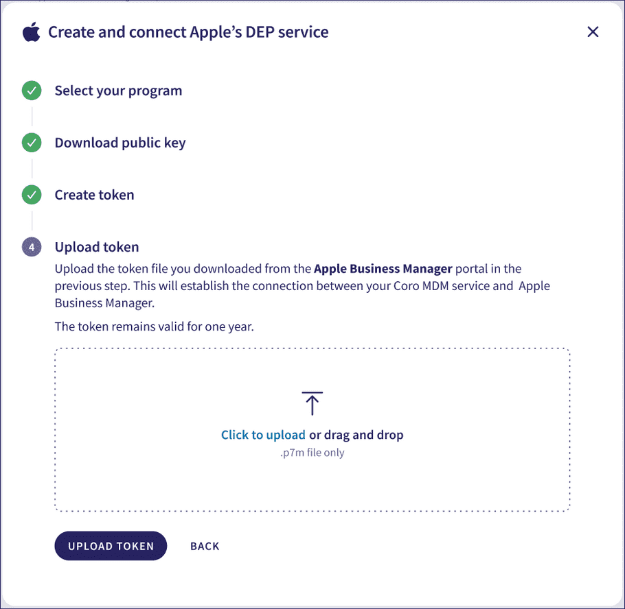 Create and connect DEP service step 4