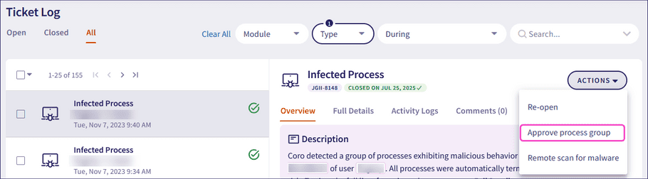 Approve process group