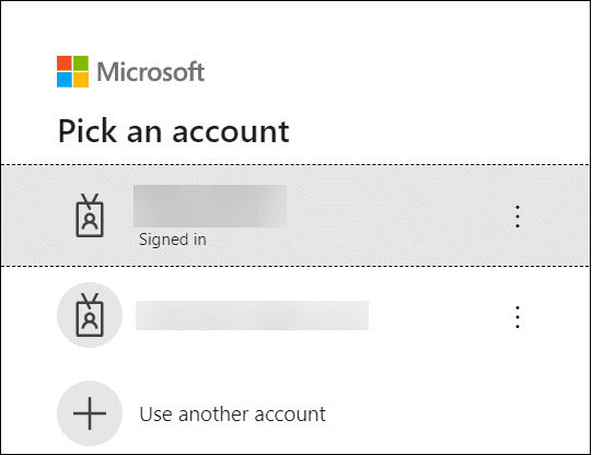 Microsoft pick an account