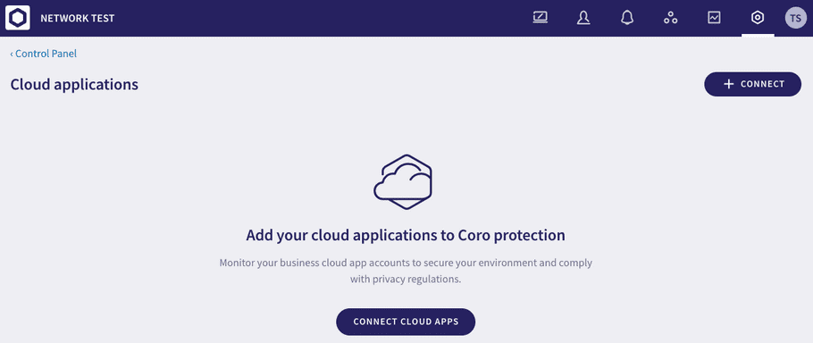 Cloud applications screen