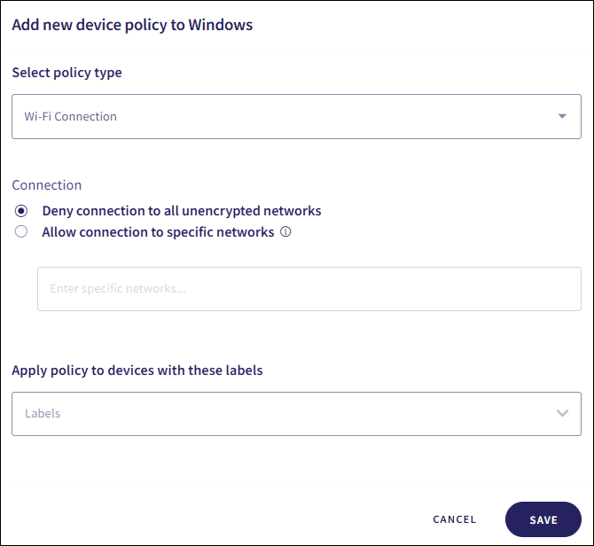 Wi-Fi policy attributes