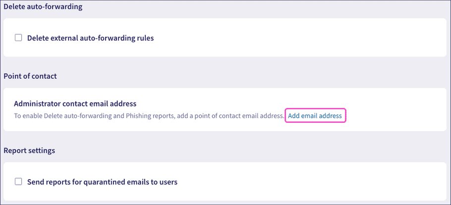 Link to add an email address