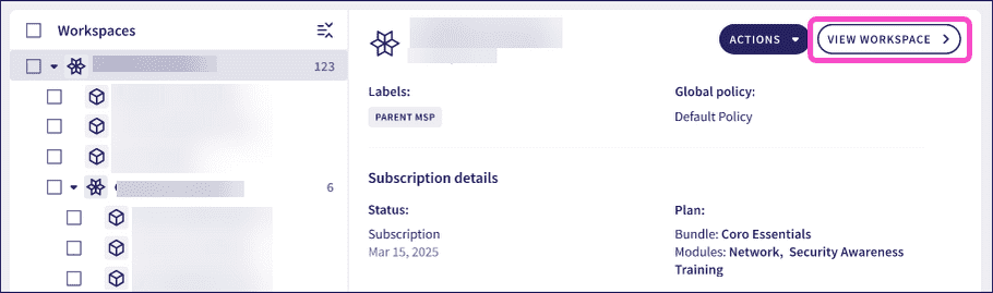 Hierarchy view view workspace