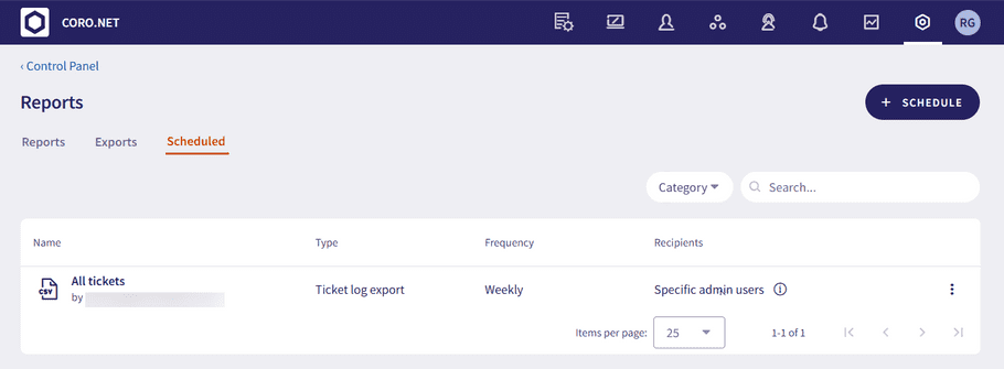 Scheduled exports