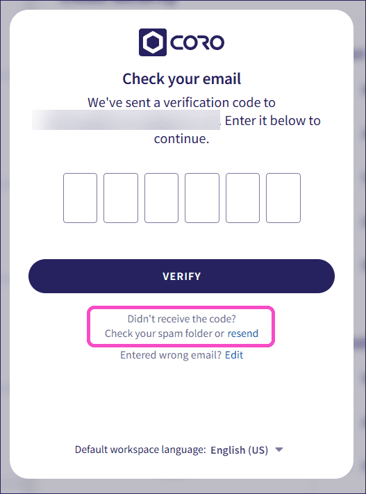 Resend code