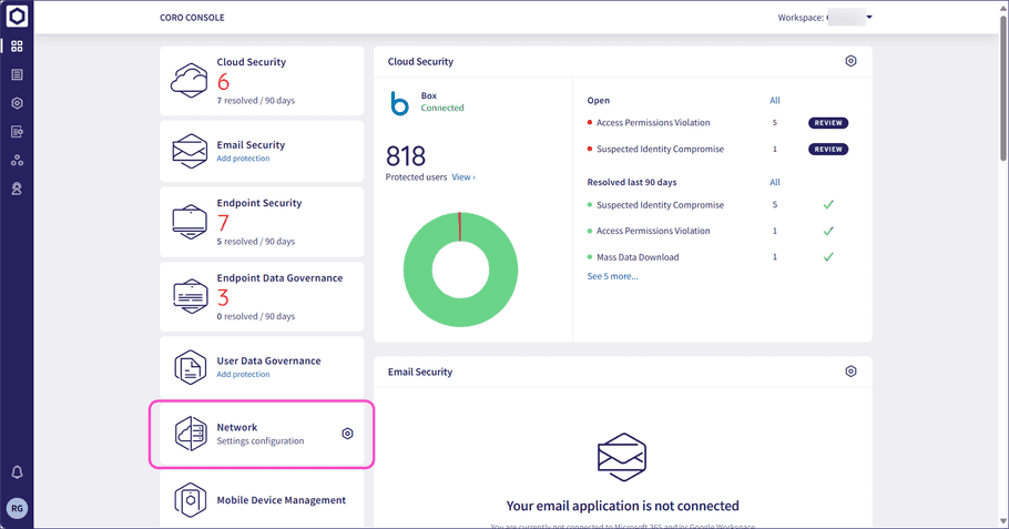 Network from Actionboard