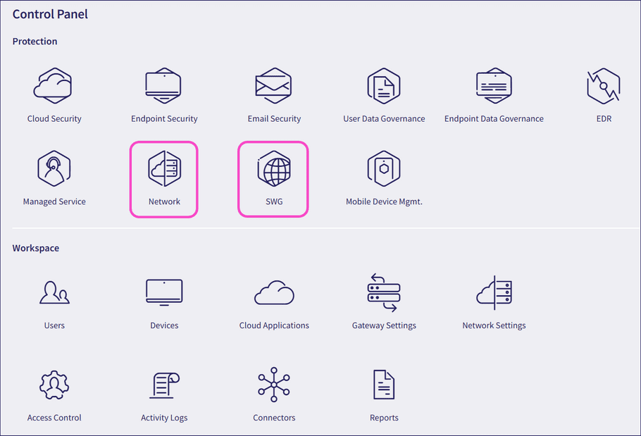 Network from Control panel