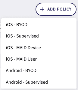 Selecting a device type for a new policy