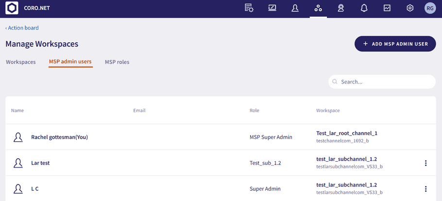 MSP admin users