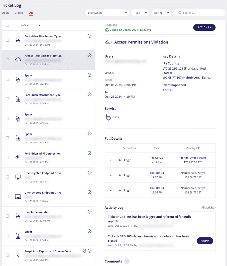 Ticket Log