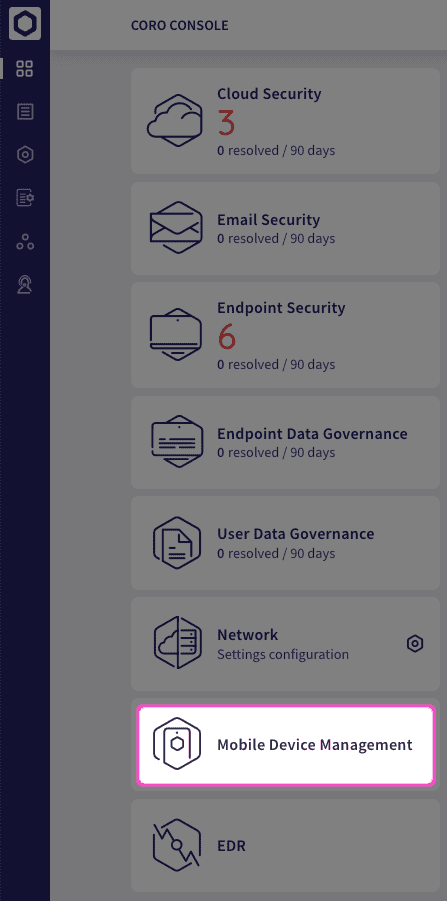 Accessing Mobile Device Management from the Coro Actionboard