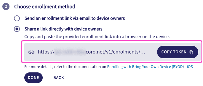 Share a link to iOS device owners