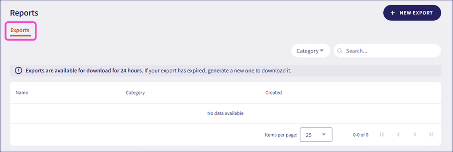 Exports tab