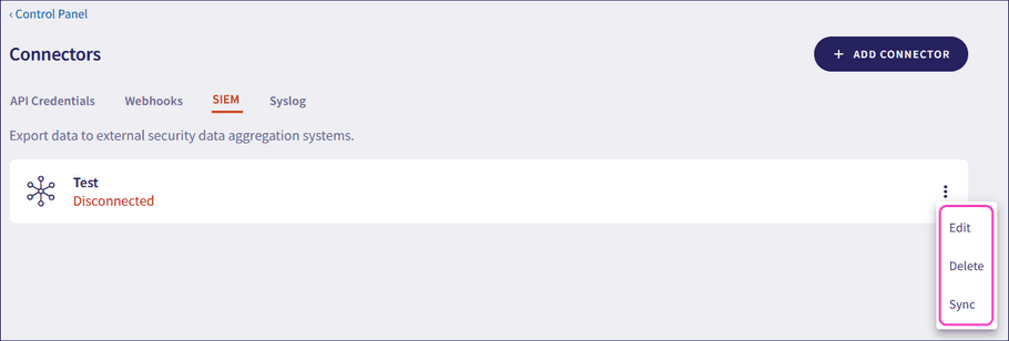Connector actions