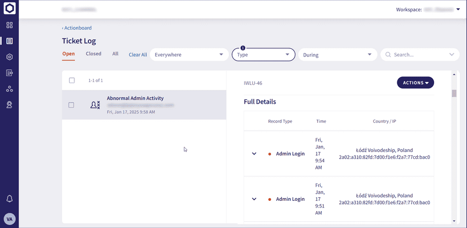 Abnormal Admin Activities Logins