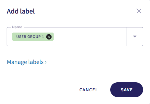 Add device label dialog