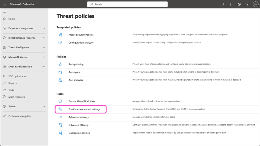 Microsoft Defender - Threat policies