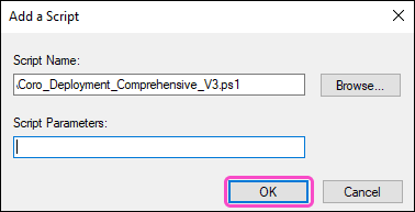 Selecting the Coro PowerShell file