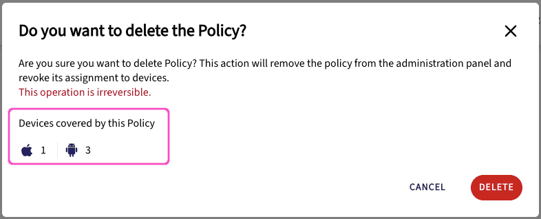 Confirm delete policy