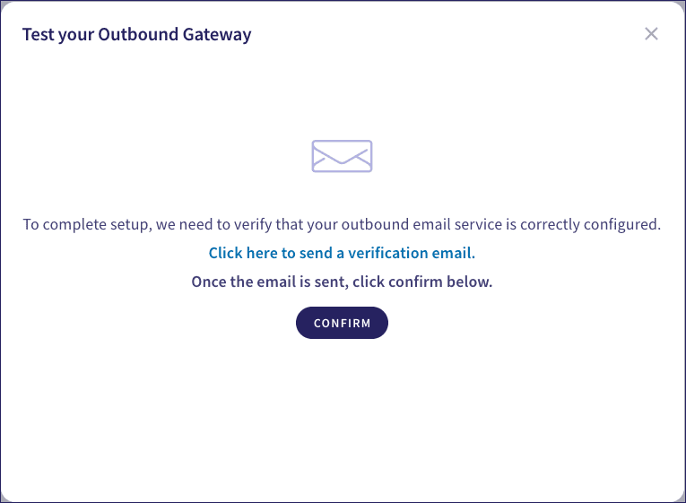 Send a verification email through the Outbound Gateway