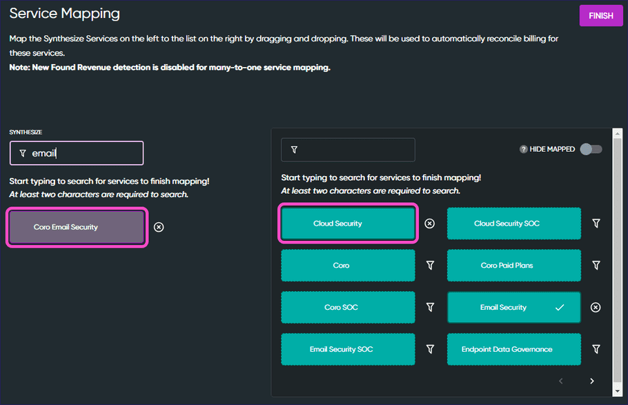 Service mapping drag and drop