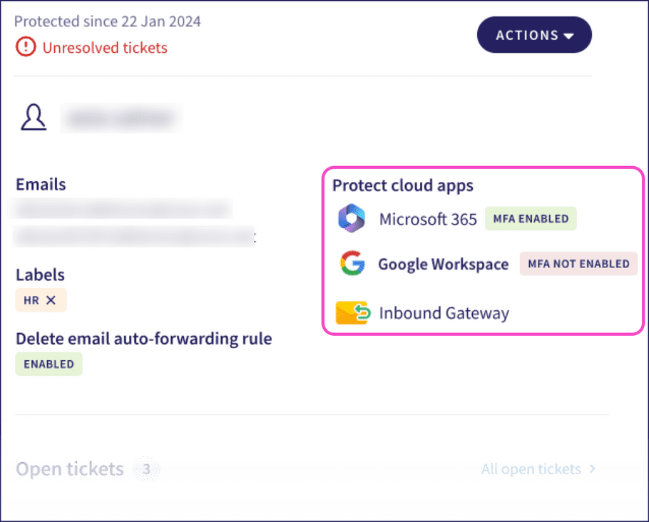 MFA enabled or disabled indicators