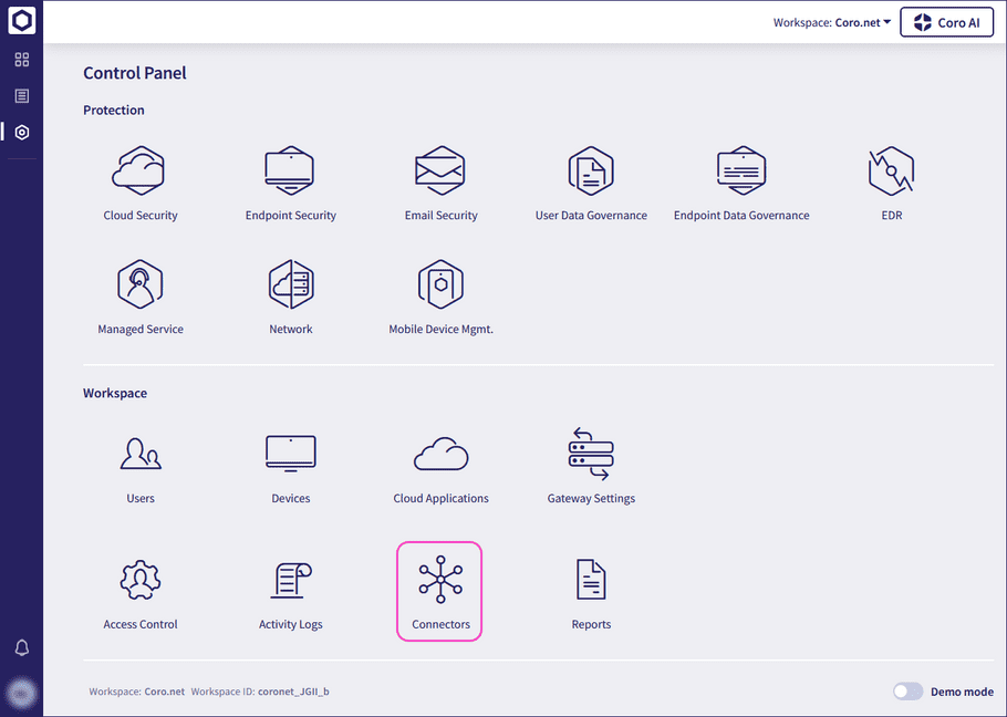 Accessing the Connectors page
