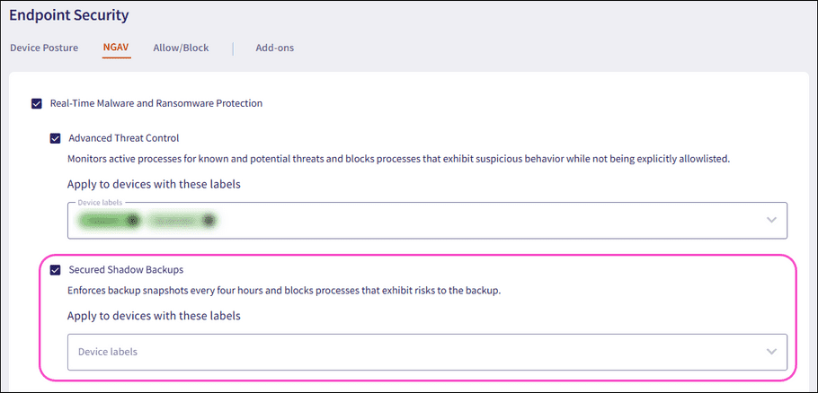 Enabling Secured Shadow Backups