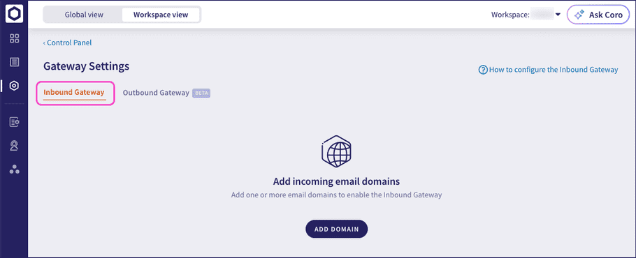 Inbound gateway tab