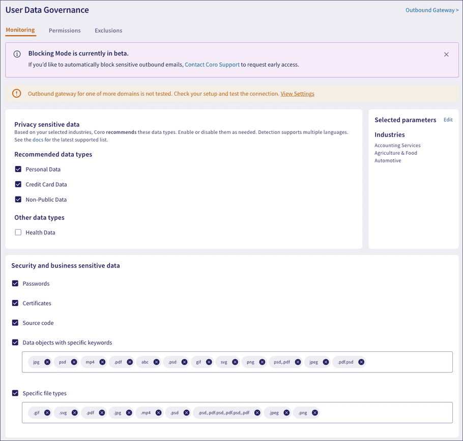 Monitoring Tab - configured