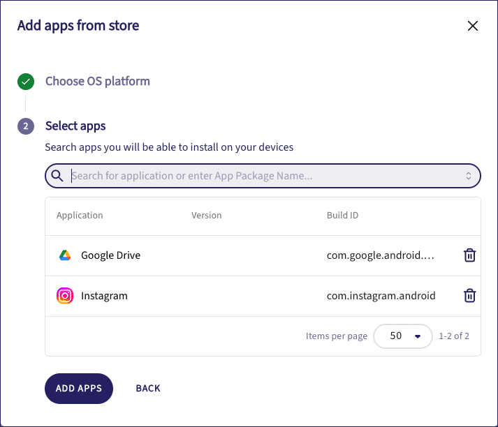 Selected apps
