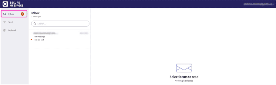 Secure Messages Inbox