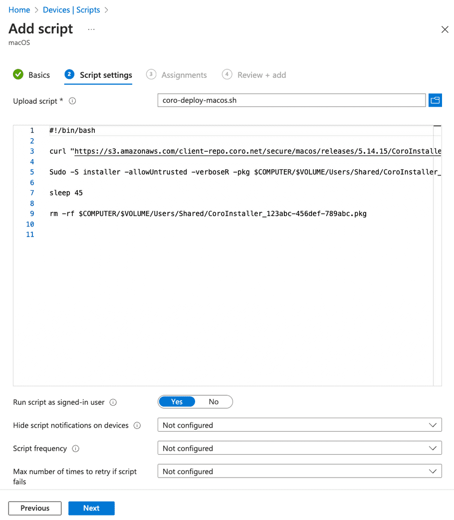 Add script dialog - Script loaded